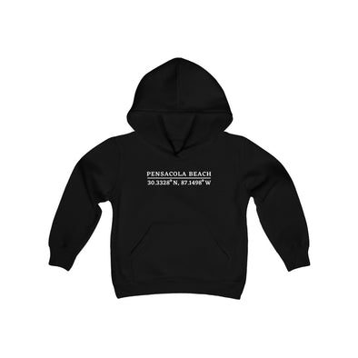 Pensacola Beach Coordinates Youth Hooded Sweatshirt